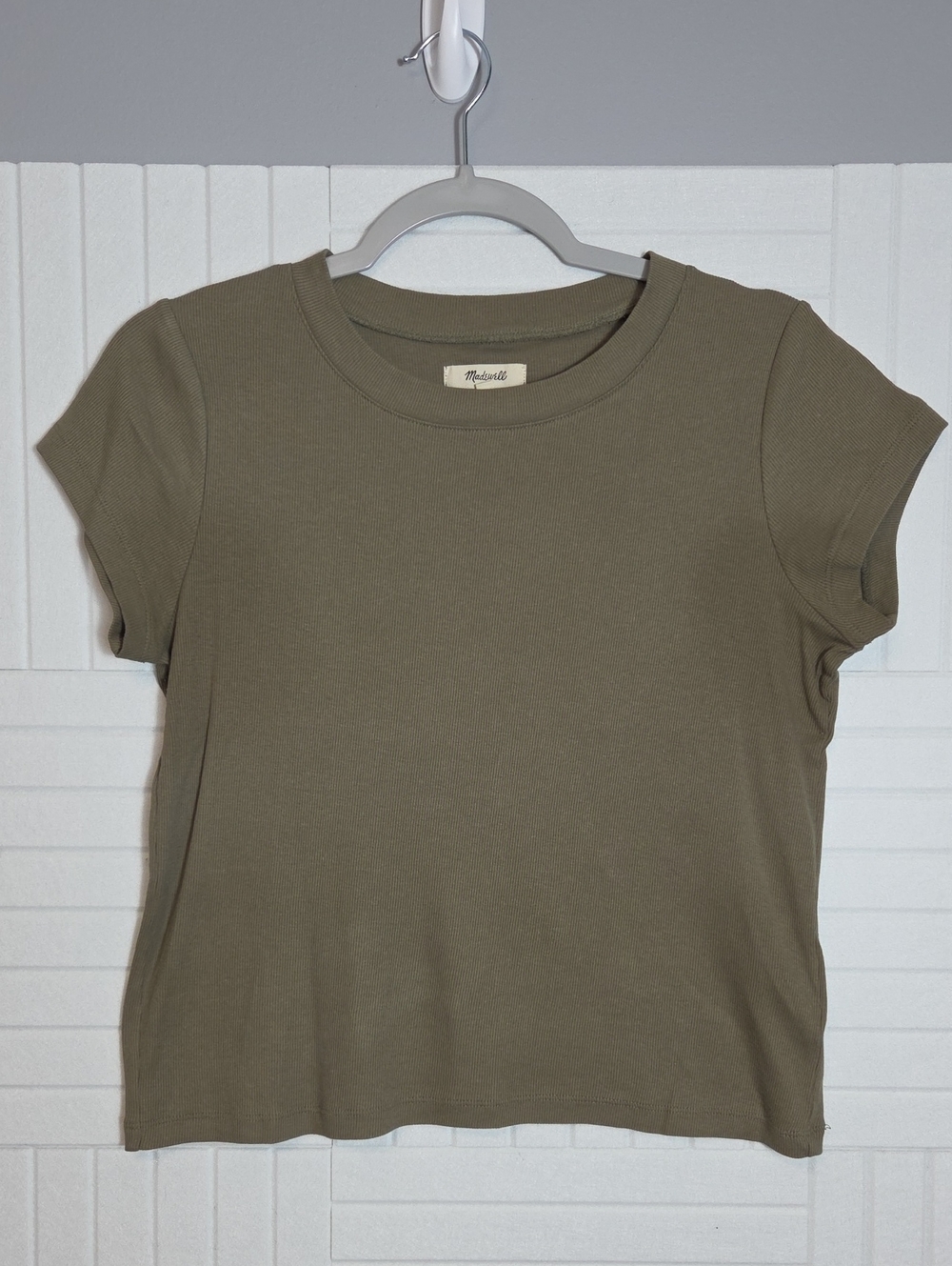 Madewell Olive Green Ribbed Tee Shirt Size M